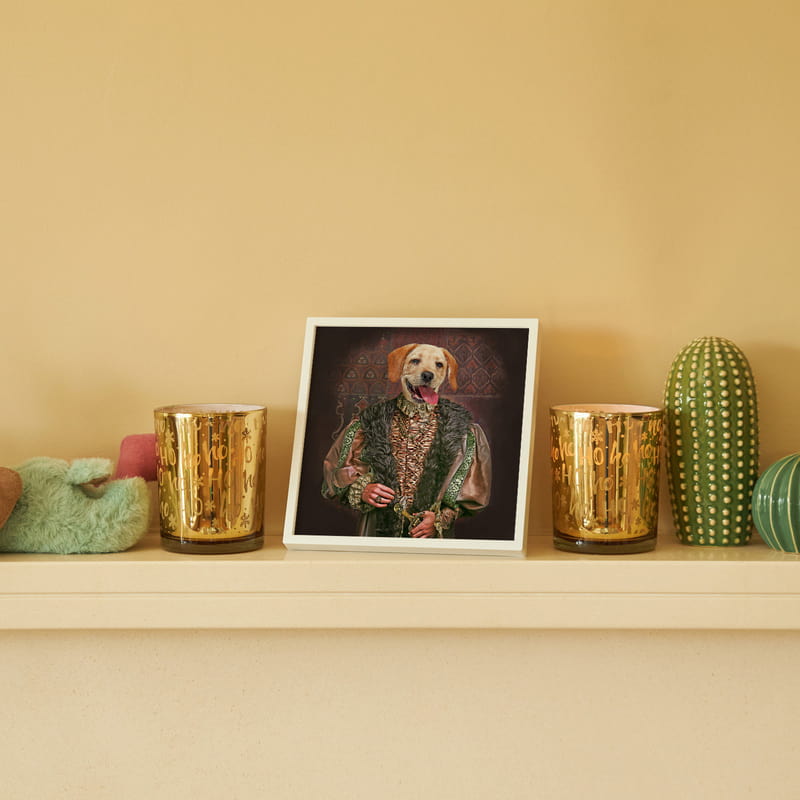 Evcil Hayvan Orta Çağ Tasarımlı Portre Beyaz Çerçeve