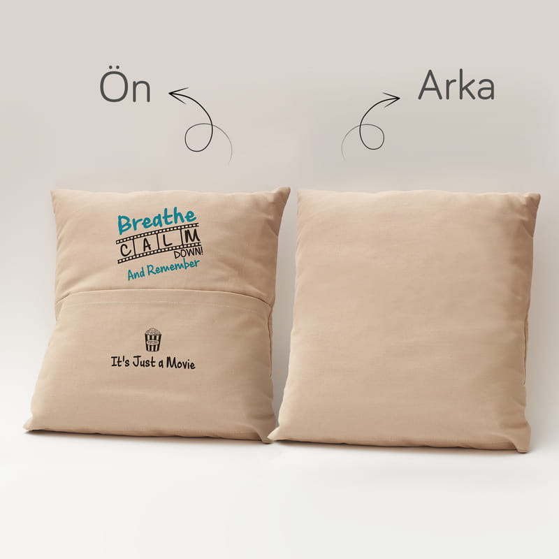 Film Severlere Özel Tasarımlı Cepli Kırlent Yastık