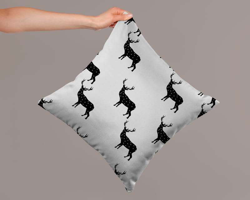 Geyik Tasarımlı Dekoratif Kırlent Kılıfı 4'lü