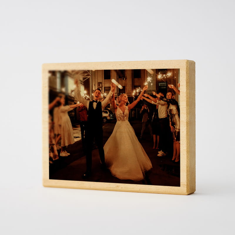 İsim Özel Fotoğraf Baskılı Masaüstü Mini Ahşap 2'li Foto Blok