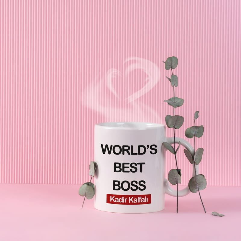 İsim Yazılı Dünya'nın En iyi Patronu Tasarımlı Çay Kahve Bardağı