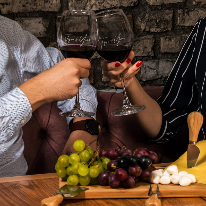 İsim Yazılı Toscana 2'li Şarap Kadeh Seti