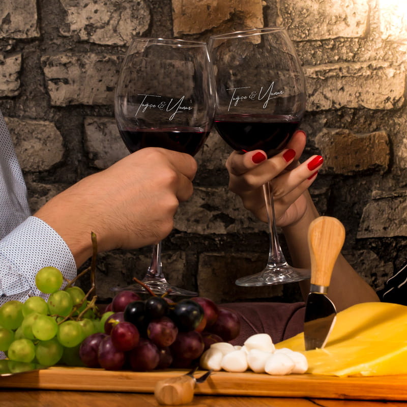 İsim Yazılı Toscana 2'li Şarap Kadeh Seti