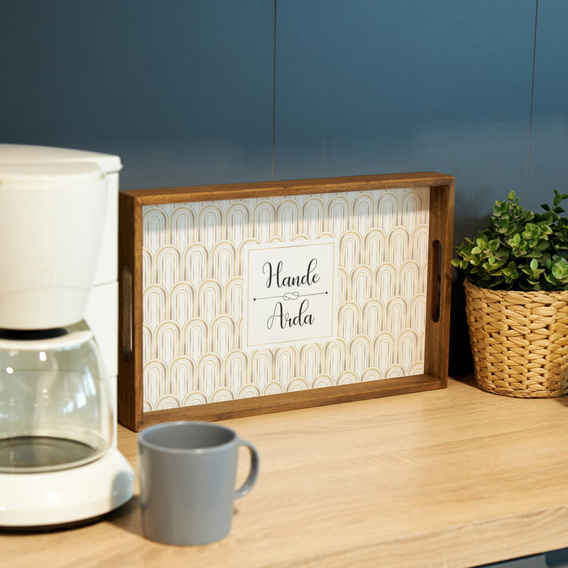 İsme Özel Ahşap Kahve Sunum Tepsisi