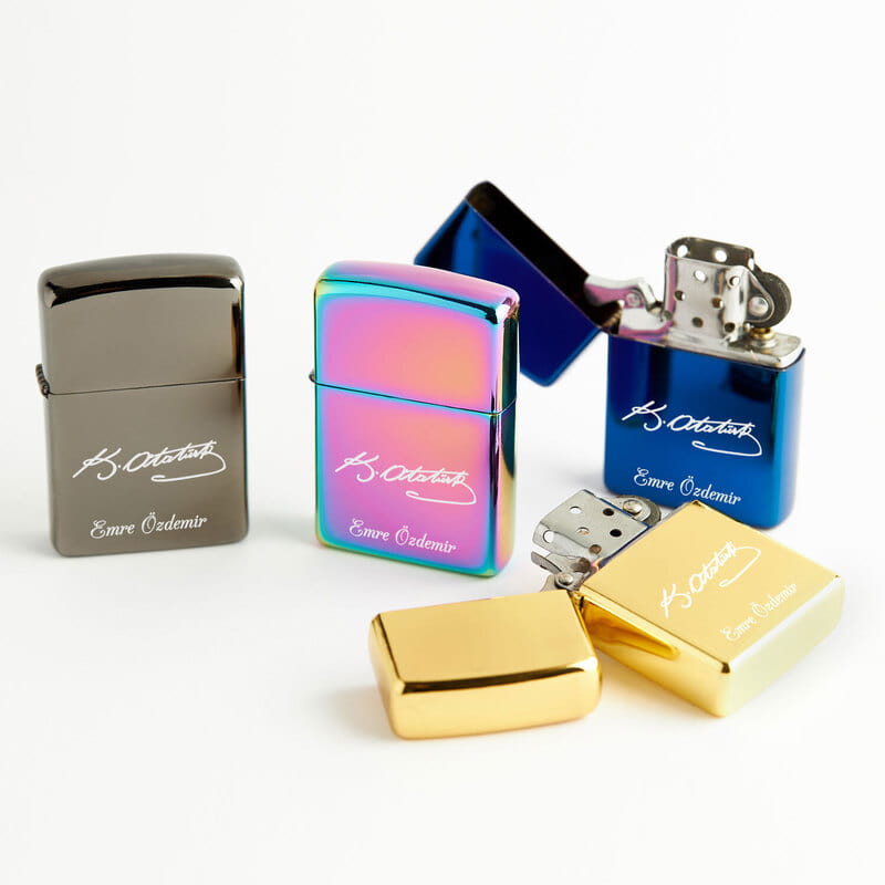 İsme Özel Atatürk İmzalı Metal Çakmak