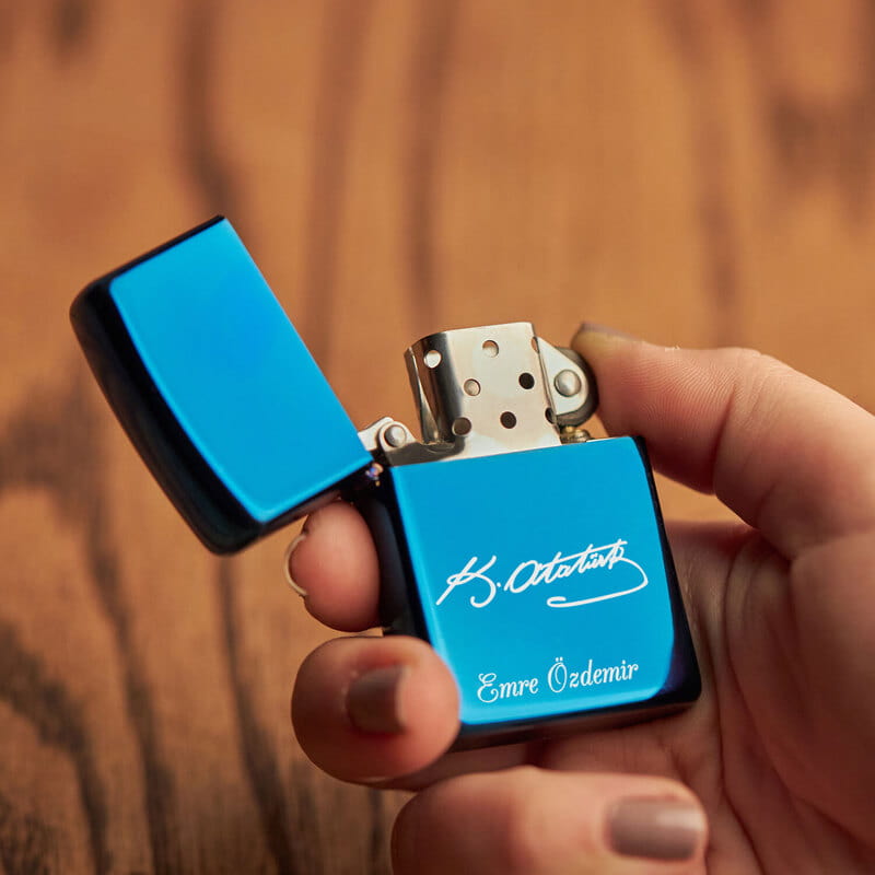 İsme Özel Atatürk İmzalı Metal Çakmak