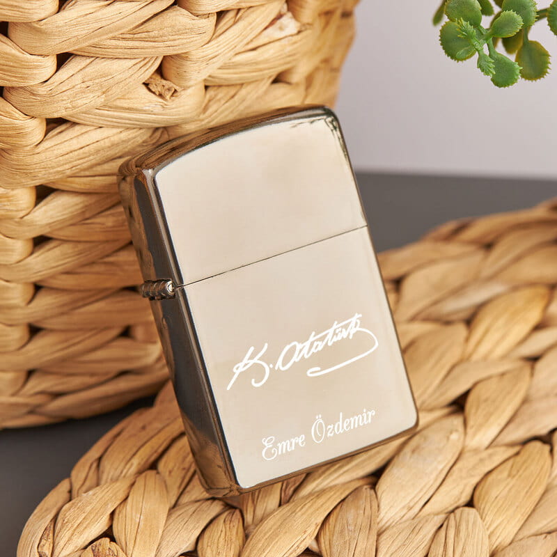 İsme Özel Atatürk İmzalı Metal Çakmak