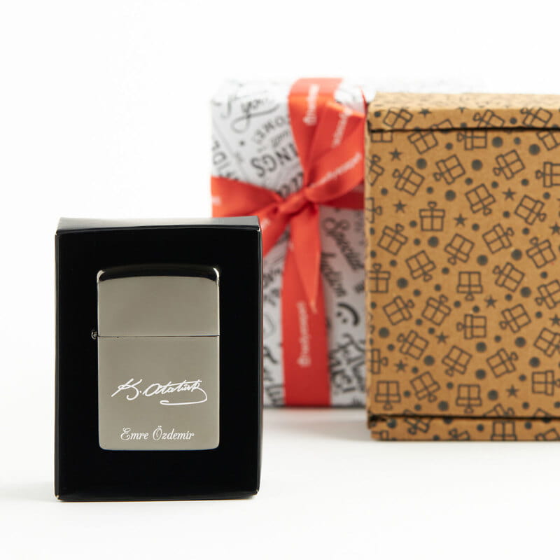 İsme Özel Atatürk İmzalı Metal Çakmak