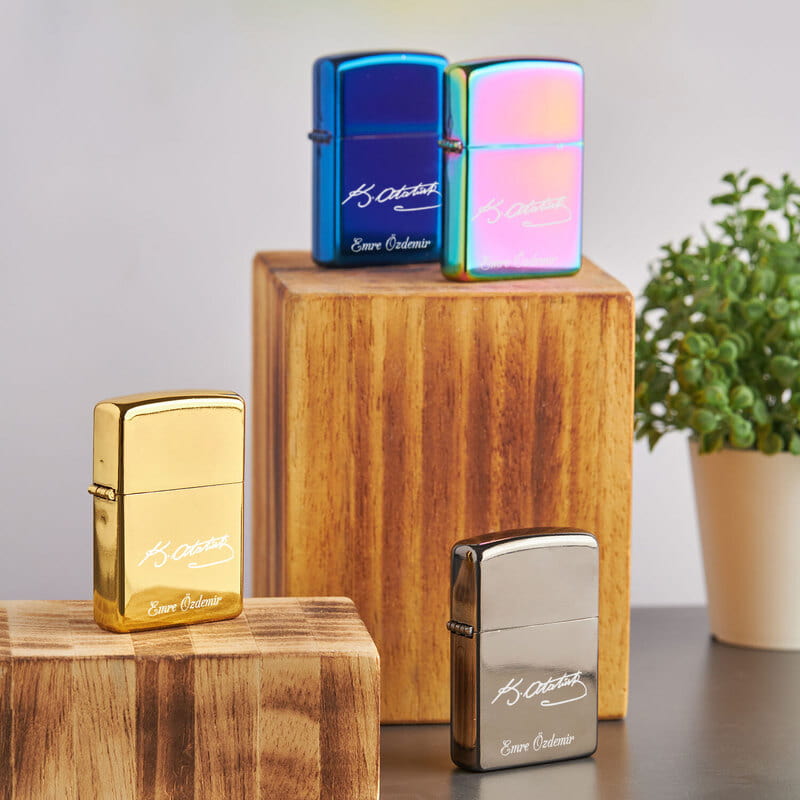 İsme Özel Atatürk İmzalı Metal Çakmak