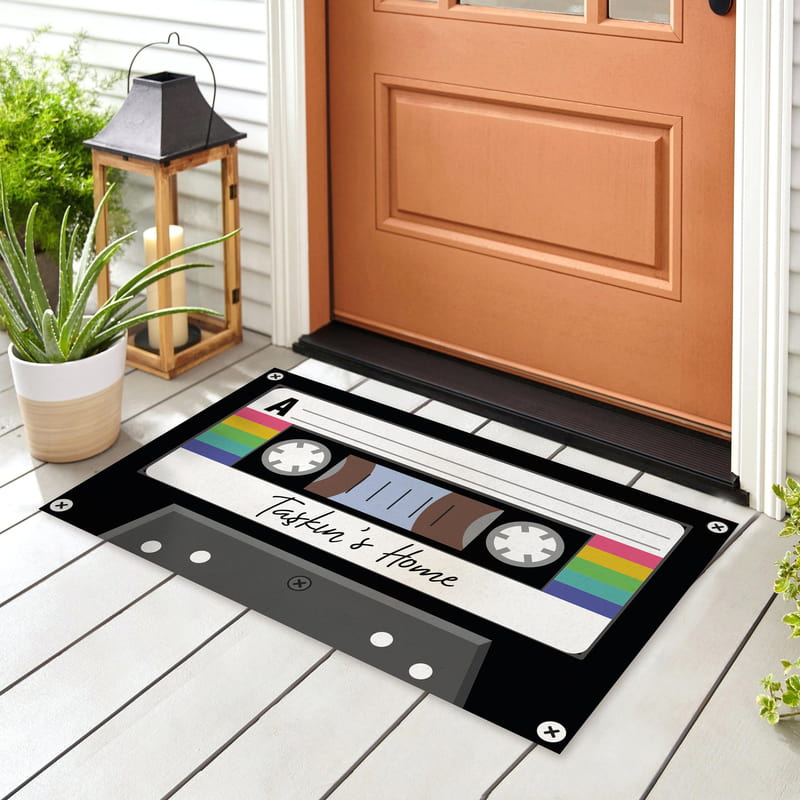 İsme Özel Retro Kaset Tasarımlı İsimli Kapı Paspası