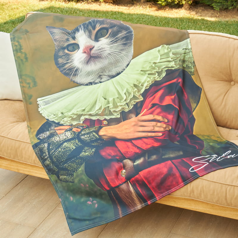 Kedi Portre Tasarımlı İsme Özel Evcil Hayvan Koltuk Örtüsü