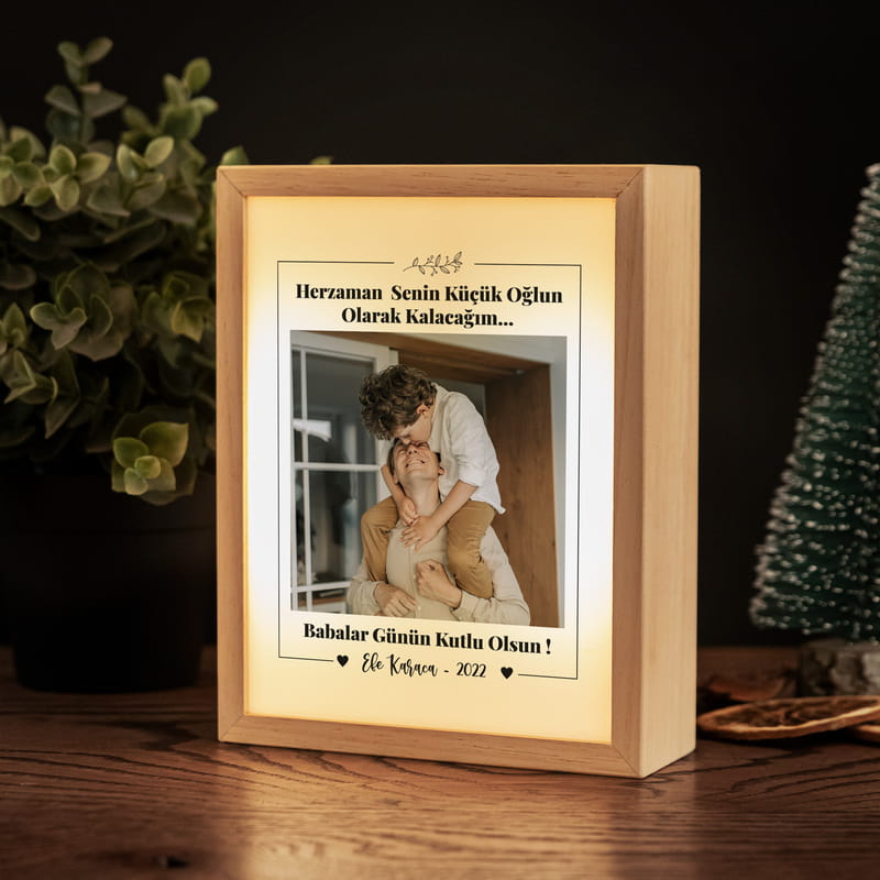 Kişiye Özel İlk Babalar Günü Hediyesi Fotoğraf ve Mesajlı Dekoratif Lamba