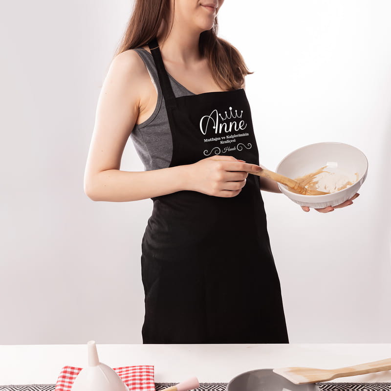 Kraliçe Anne Tasarımlı İsim Yazılı Mutfak Önlüğü