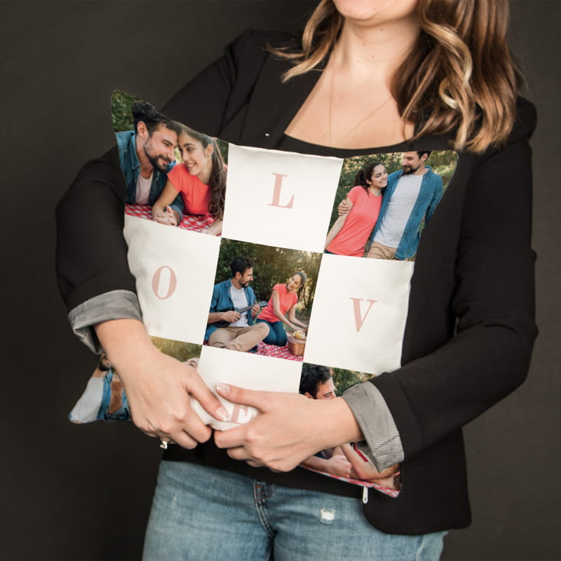 Love Tasarımlı İsim ve Fotoğraf Baskılı Dekoratif Kırlent Yastık