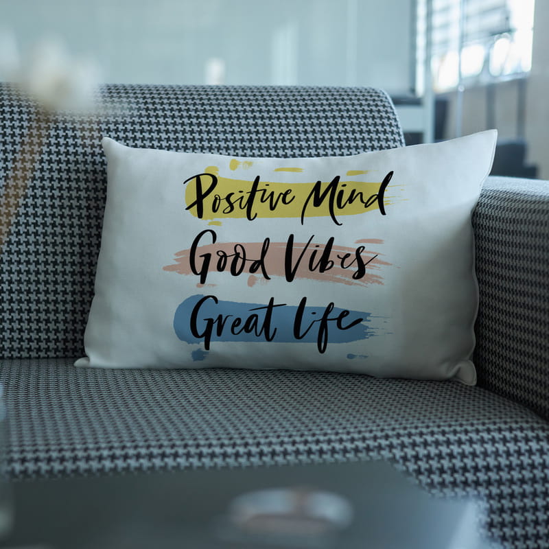 Motive Sözlü Dekoratif Dikdörtgen Yastık