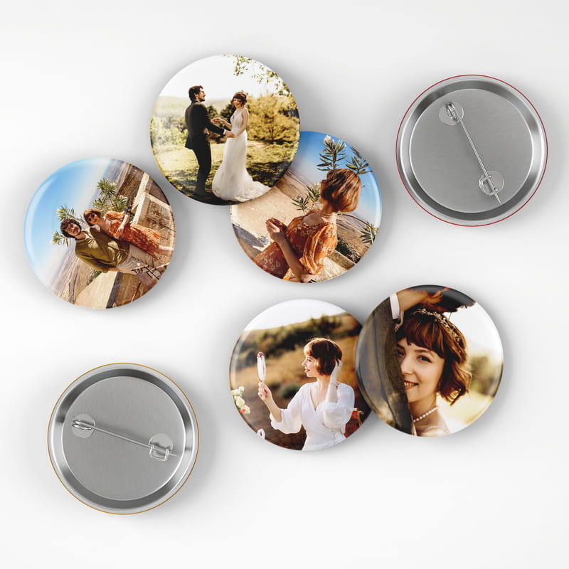 Nikah Hediyesi 12 Adet Fotoğraf Baskılı Metal Rozet