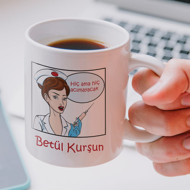 Notlu Hemşirelere Özel Porselen Kahve Kupası