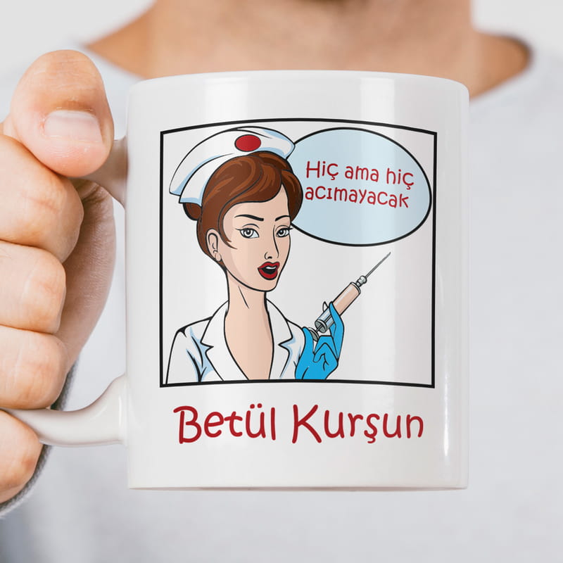 Notlu Hemşirelere Özel Porselen Kahve Kupası