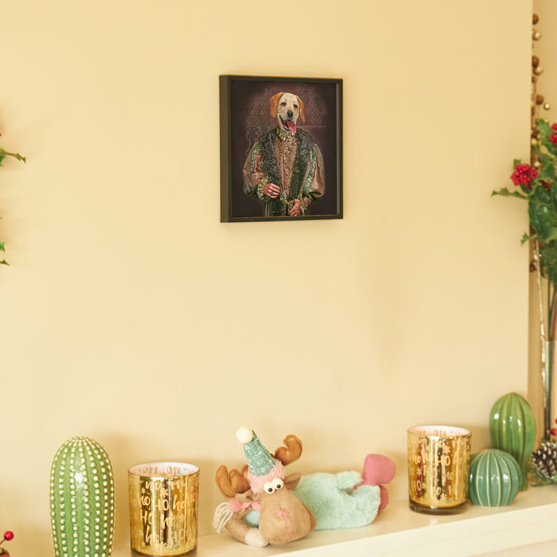 Orta Çağ Portre Temalı Evcil Hayvan Tasarımlı Dekoratif Yapışkan Çerçeve