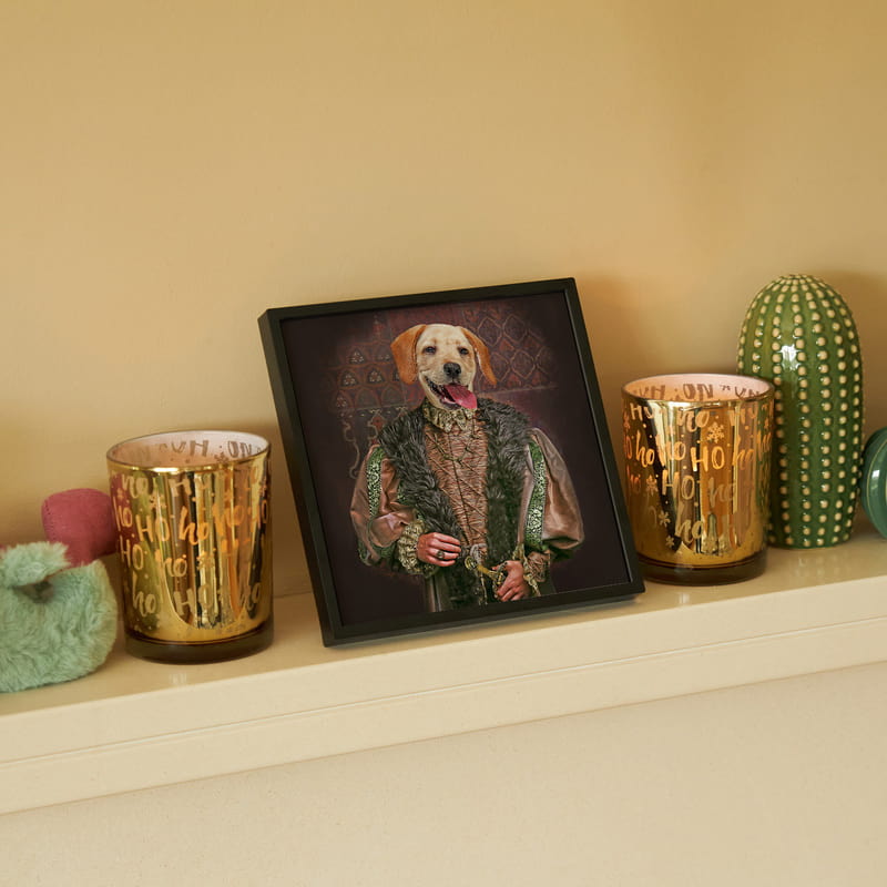 Orta Çağ Portre Temalı Evcil Hayvan Tasarımlı Dekoratif Yapışkan Çerçeve