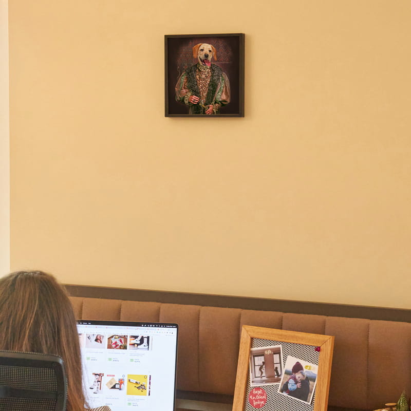 Orta Çağ Portre Temalı Evcil Hayvan Tasarımlı Dekoratif Yapışkan Çerçeve