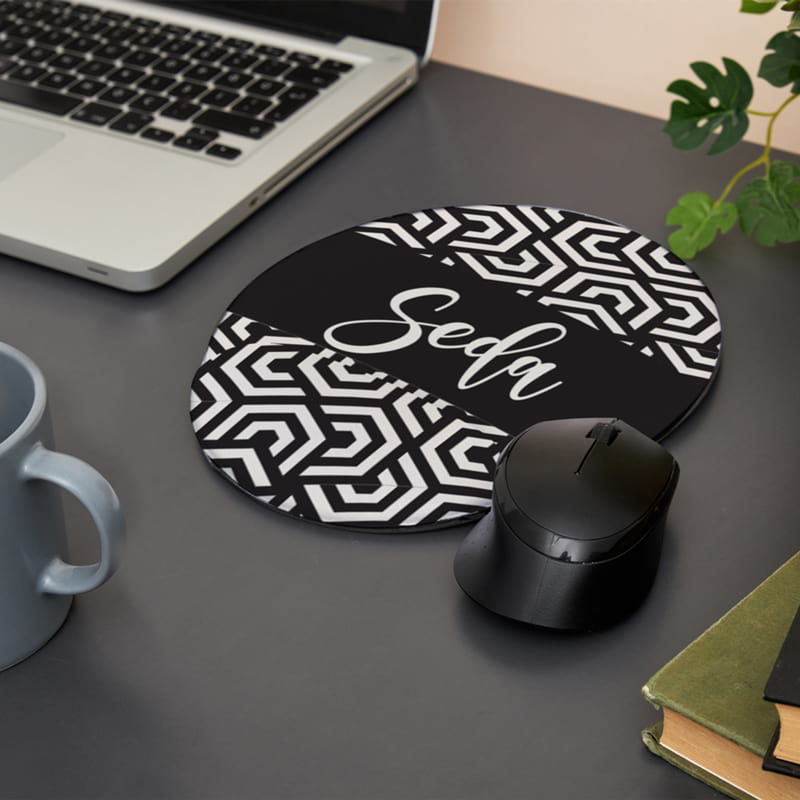 Oval Bilek Destekli İsim Yazılı Fare Altlığı Mousepad