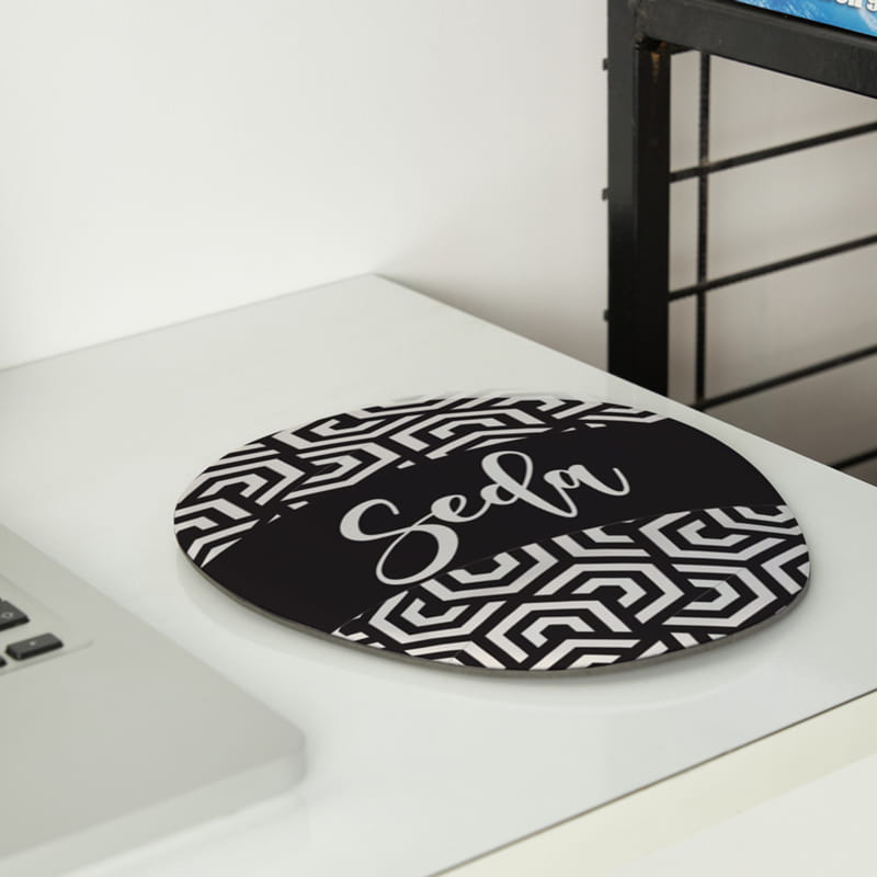 Oval Bilek Destekli İsim Yazılı Fare Altlığı Mousepad