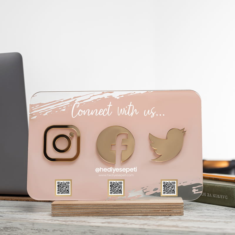 Sosyal Medya Qr Kodlu Akrilik Plaket
