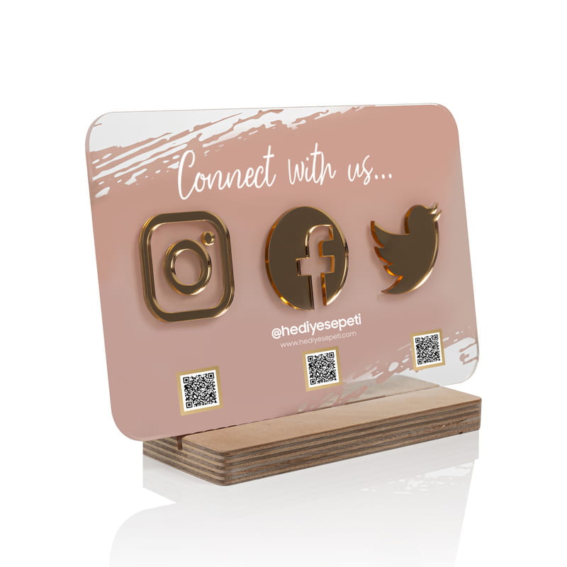 Sosyal Medya Qr Kodlu Akrilik Plaket