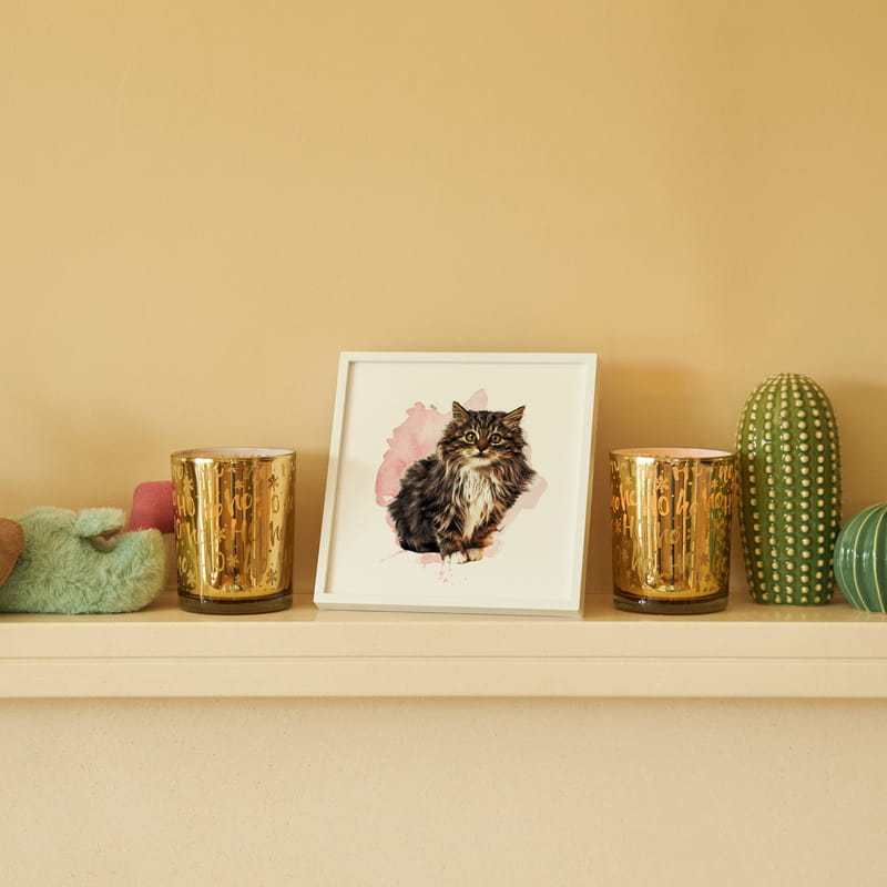 Sulu Boya Efektli Evcil Hayvan Fotoğraf Çerçevesi