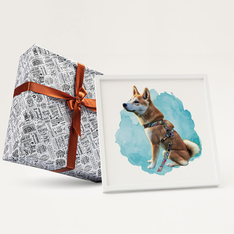 Sulu Boya Efektli Evcil Hayvan Fotoğraf Çerçevesi