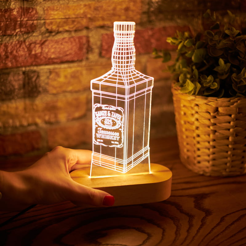 computer spontaneous Revolutionary Viski Şişesi Tasarımlı Kişiye Özel 3 Boyutlu Led Lamba | Hediye Sepeti