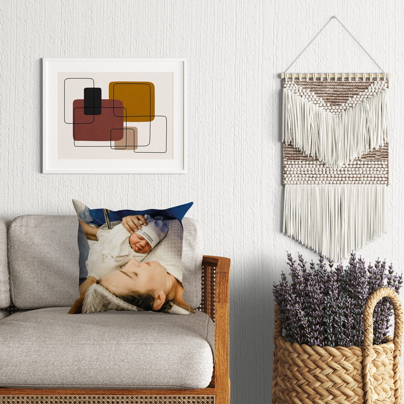 Yeni Anneye İlk Anneler Günü Tasarımlı Fotoğraf Baskılı Kırlent Yastık