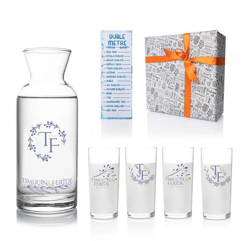 Yıl Dönümü Hediyesi Romantik 4+1 Rakı Kadehi ve Karaf Seti