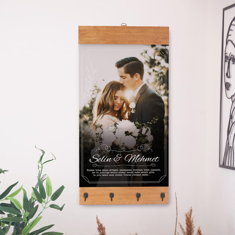 Yıldönümü Hediyesi Fotoğraflı Kişiye Özel Duvar Anahtarlığı