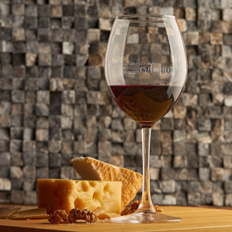 Yıldönümüne Özel İsimli 2'li Kadeh - Mumluk - Ahşap Şarap Standı