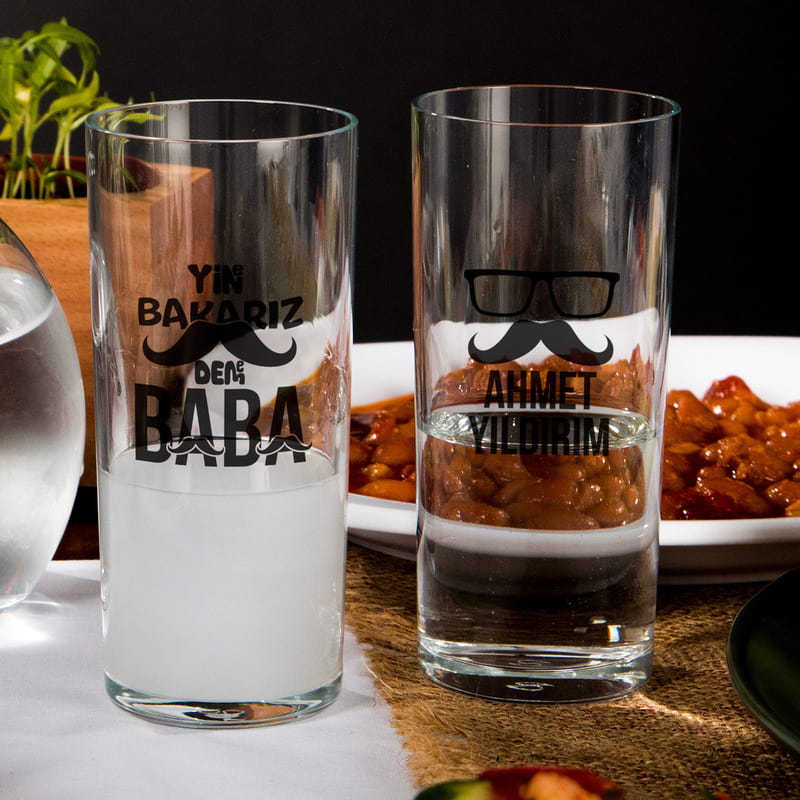 Yine Bakarız Deme Baba Esprili Babalar Günü İsim Yazılı Rakı Kadehi Seti