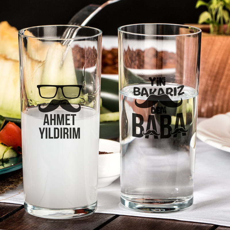 Yine Bakarız Deme Baba Esprili Babalar Günü İsim Yazılı Rakı Kadehi Seti