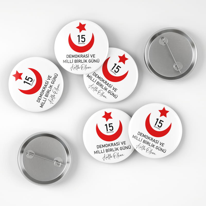 15 Temmuz'a Özel 12 Adet İğneli Buton Rozet