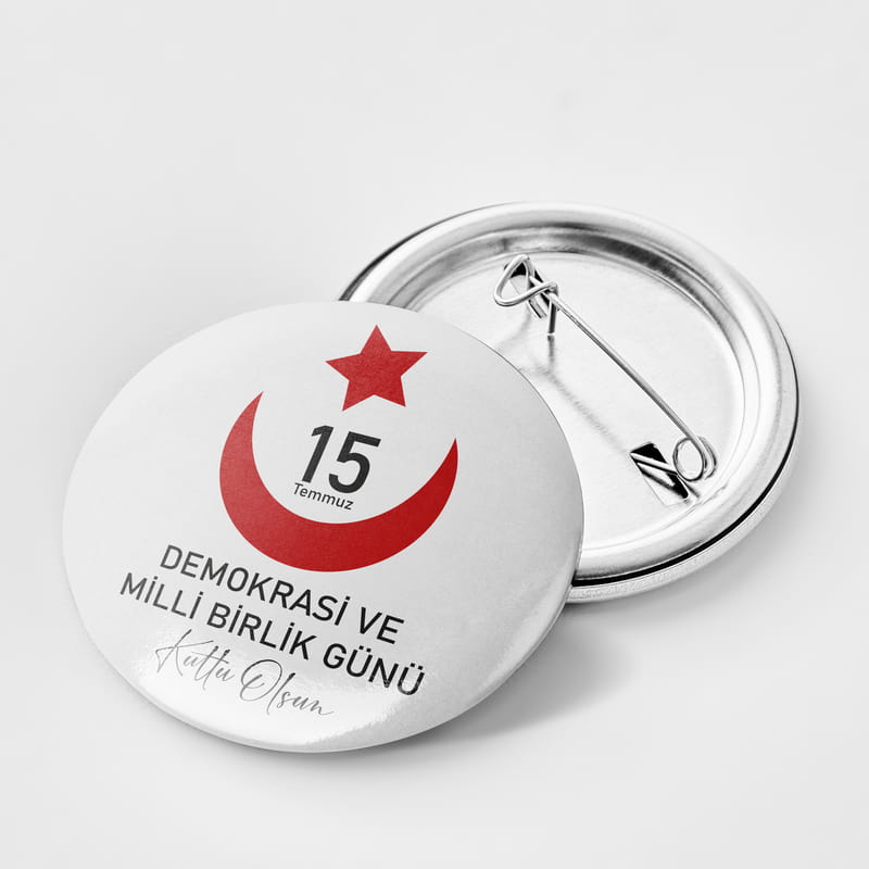15 Temmuz'a Özel 12 Adet İğneli Buton Rozet