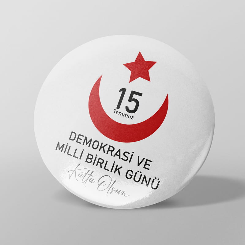 15 Temmuz'a Özel 12 Adet İğneli Buton Rozet