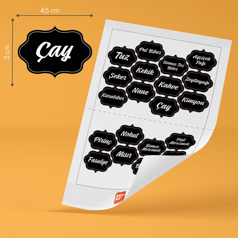 20 Adet Baharat & Bakliyat İsim Etiketi