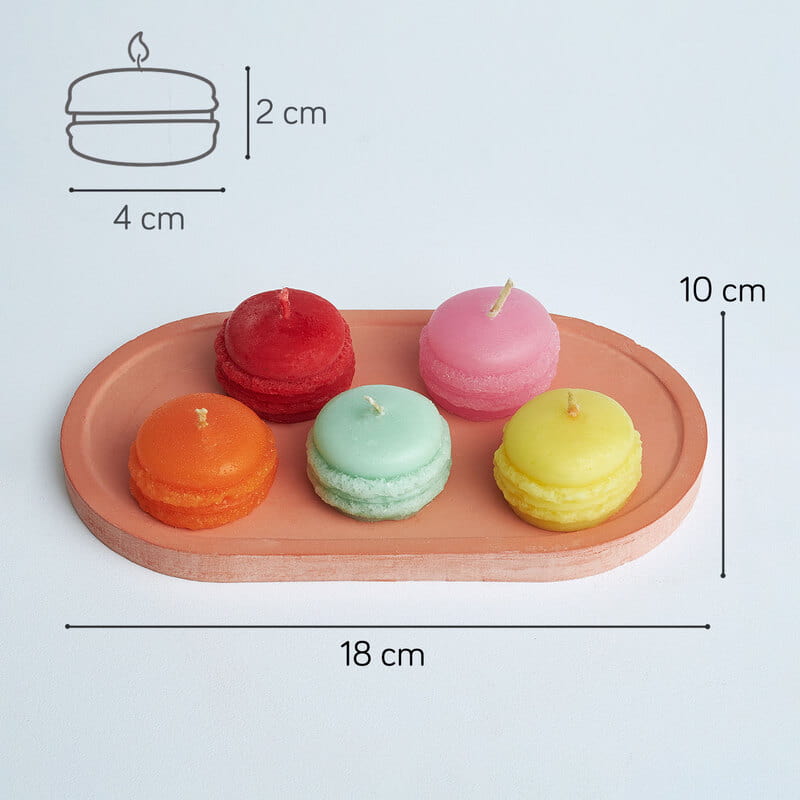 5'li Makaron Mum Beton Tabaklı