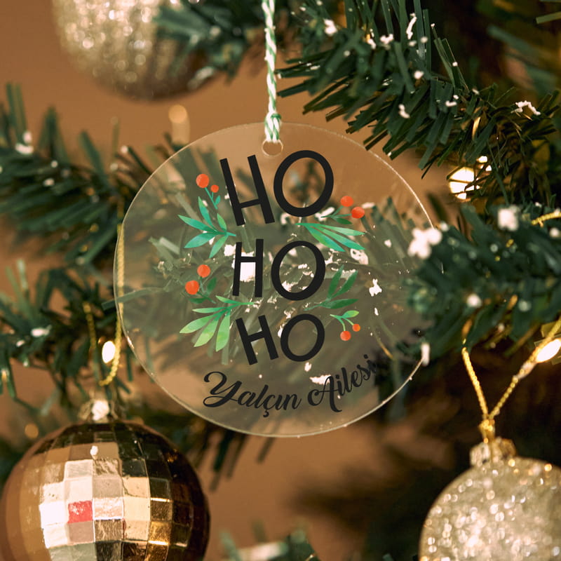 Aile İsmine Özel Şeffaf Yılbaşı Çam Ağacı Süsü