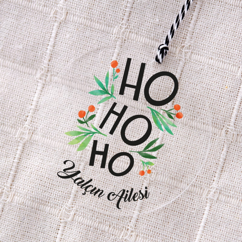 Aile İsmine Özel Şeffaf Yılbaşı Çam Ağacı Süsü