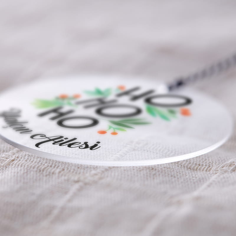 Aile İsmine Özel Şeffaf Yılbaşı Çam Ağacı Süsü