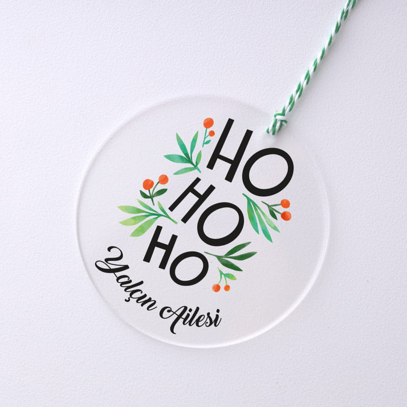 Aile İsmine Özel Şeffaf Yılbaşı Çam Ağacı Süsü