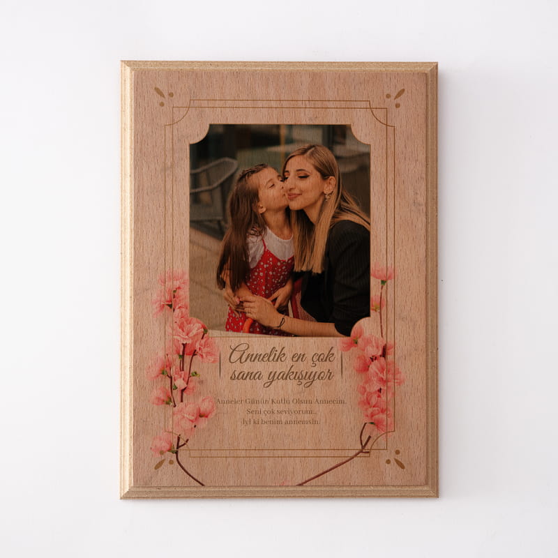 Anneye Hediye Dekoratif Fotoğraflı Mini Ahşapfoto