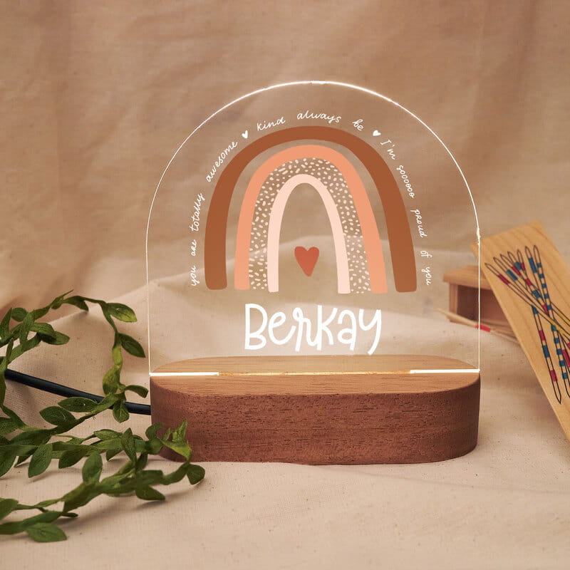 Bebek Odası Rainbow İsim Özelleştirmeli Led Lamba