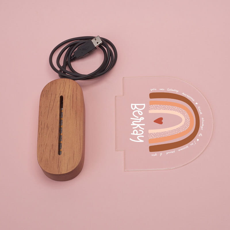 Bebek Odası Rainbow İsim Özelleştirmeli Led Lamba